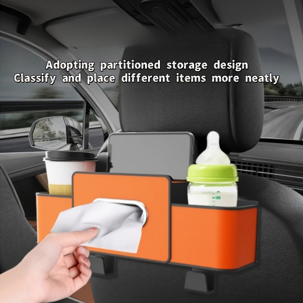 Car Backseat Organizer 8-in-1 – 2-Pack Multi-Function Hanging Storage with Cup Holders & Napkin Drawer, Large Capacity Back Seat Organizer