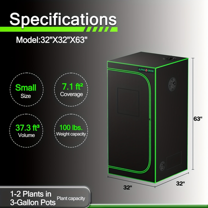 Hydroponic Grow Tent 1680D Mylar 100% Reflective with Tray & Observation Window, Indoor Plant Tent for Seedling to Flowering