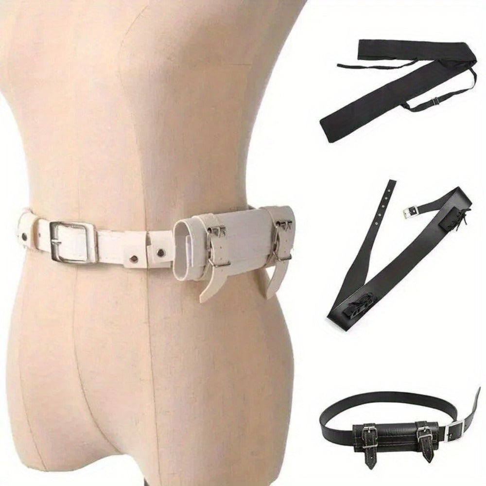 Sword Belt Holster with Dual Buckle Loops in Black or White for Katana-Style Costume Props