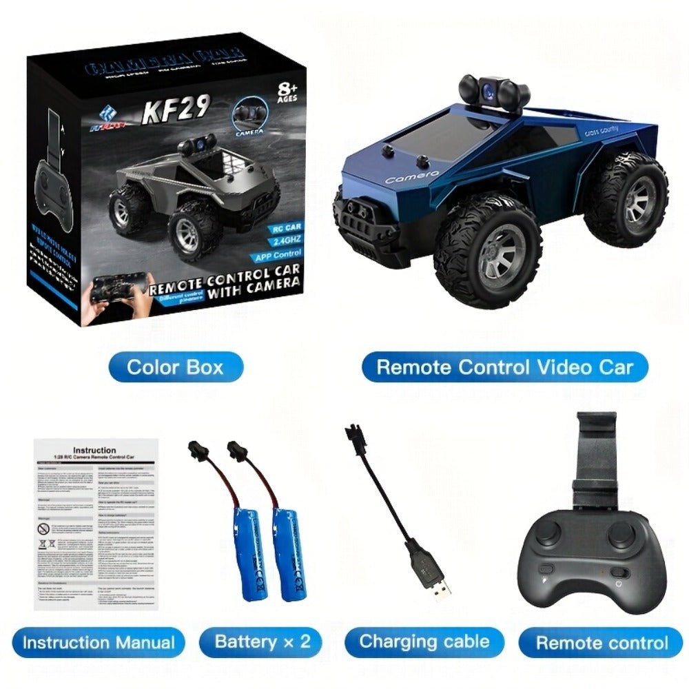 RC Off-Road Pickup Truck 1:28 Scale with 480P HD Camera, 2.4GHz App Control & Virtual Reality Function