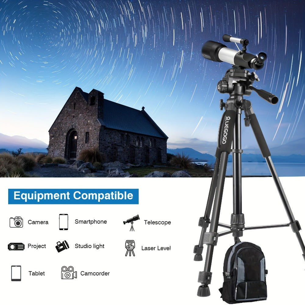 60-Inch Camera Tripod in Black with Pan-and-Tilt Head, Quick-Release Plate, Phone Holder and Storage Bag