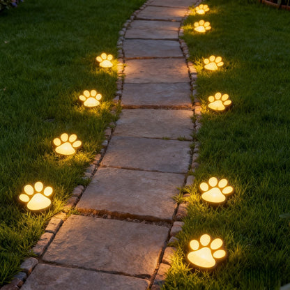 Solar Paw Print Garden Lights 2-Pack, LED Outdoor Path Lights IPX4, Lawn Terrace Yard Decor for Wedding Party Christmas Valentine