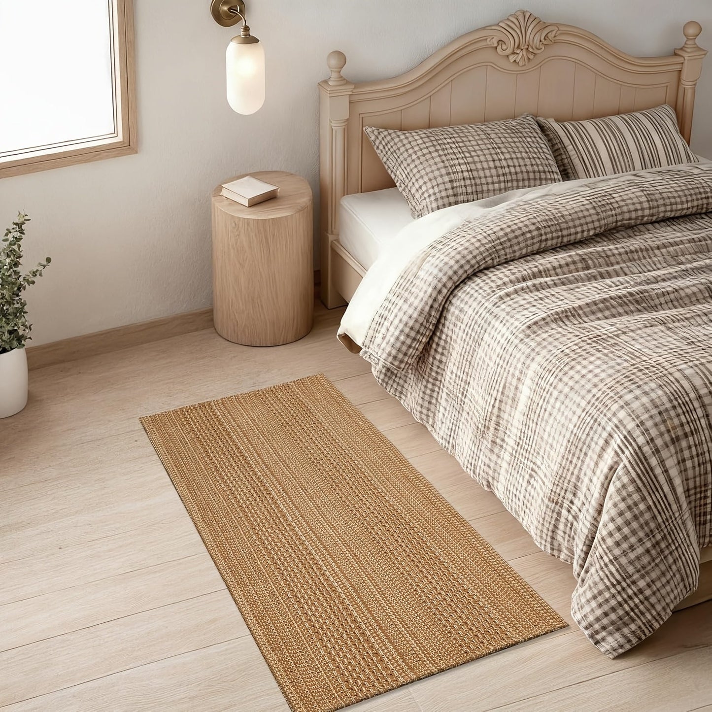 Braided Woven Indoor Rug with 2 x 3-Foot to 6 x 9-Foot Sizes and One Two-Piece Gray Mat Set