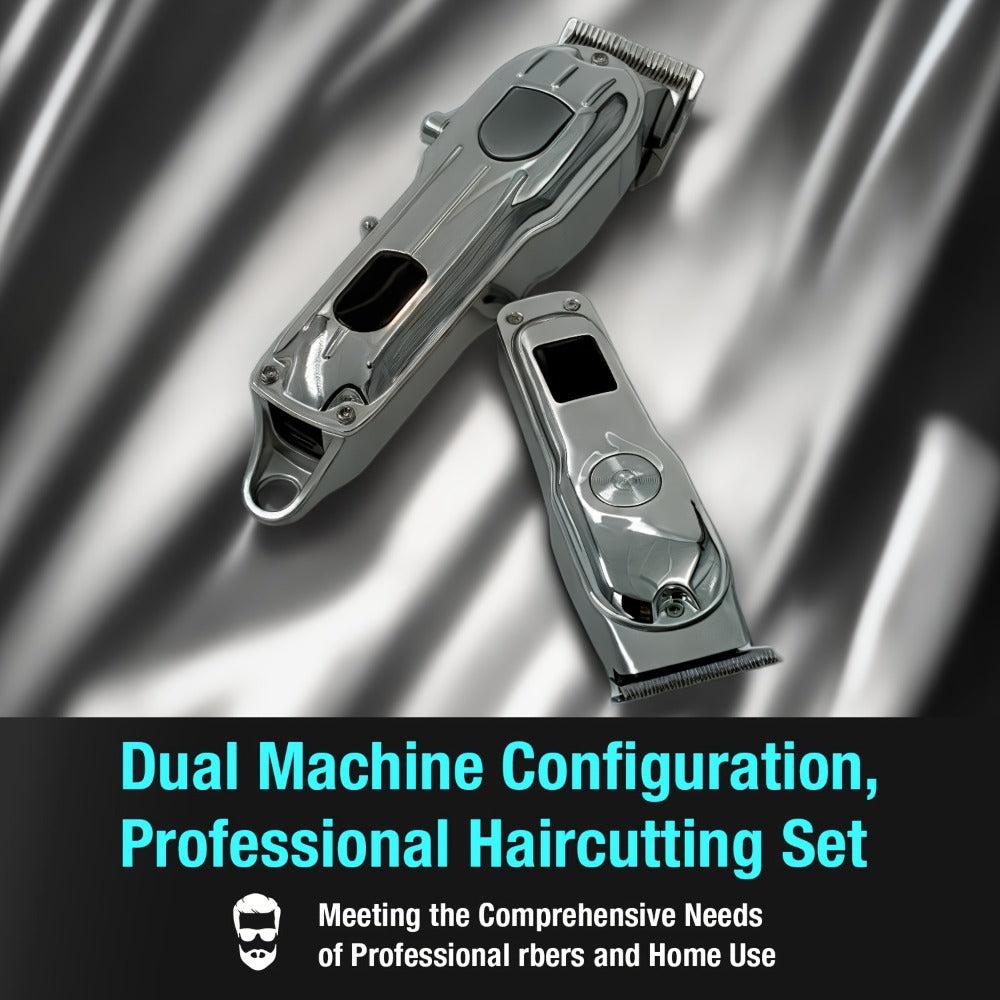 Hair Clipper MENSURE Single or Two-Tool Cordless Set with Type-C Charging, LCD Display and Seven Guide Combs
