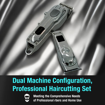 Hair Clipper MENSURE Single or Two-Tool Cordless Set with Type-C Charging, LCD Display and Seven Guide Combs