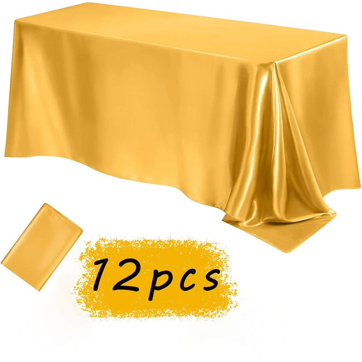 Tablecloth Satin Rectangle Cover 12-Piece Set in 57 x 102-Inch Size and Fourteen Colors for Events