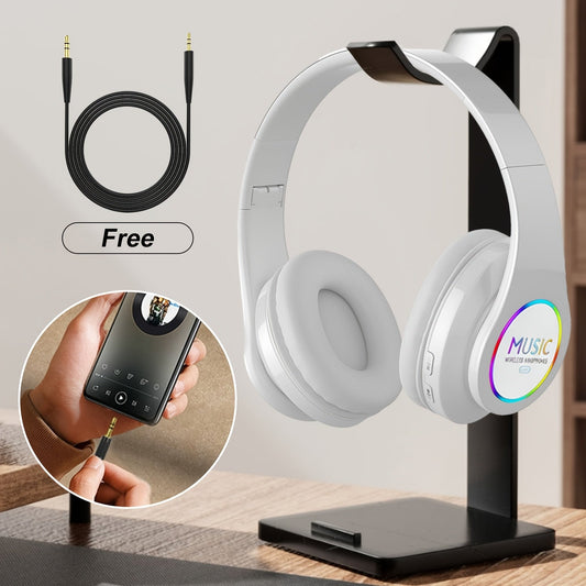 Noise Cancelling Foldable On-Ear Headphones Wireless Deep Bass Built-In Mic Gaming Work Laptop Mobile Android iOS Gift for Dad Mom