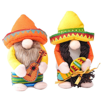 Gnome Plush Doll Shelf Sitter 2pcs, Swedish Tomte Elf Figurines for Coffee Bar, Farmhouse Kitchen & Home Decor