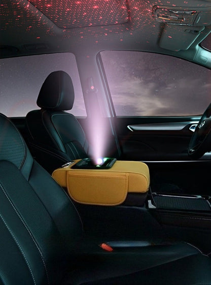 Car Armrest Box Cover Starry Sky Memory Foam Center Console Pad with Type-C USB Charging Port & Storage Pockets
