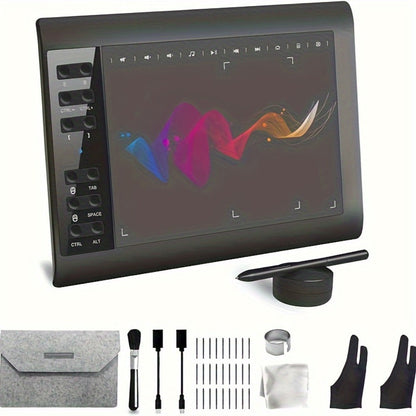Graphics Drawing Tablet 10x6 Inch, 8192 Levels Pressure Sensitivity Battery-Free Stylus, 12 Programmable Shortcut Keys