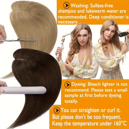 Hair Topper Human Hair Clip In Lace Base 8x10cm Curtain Bangs Thinning Hair Coverage 6-14 Inch | Highlight Blonde #27 #613 #12P613 #4P27