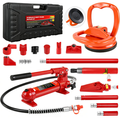 Porta Power Hydraulic Jack Kit 4 / 10 / 20 Ton, High Carbon Steel Body Repair Ram Set for Pulling Pushing Lifting Bending Straightening