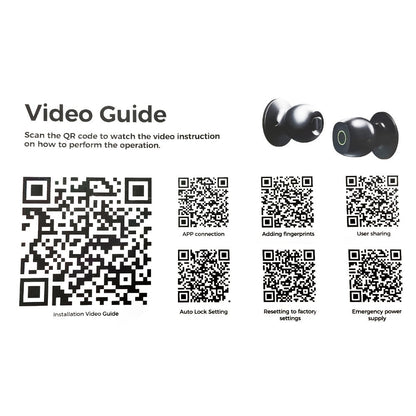 Smart Door Lock Tuya Smart Life Round Knob with Fingerprint App and Mechanical Key Access in Black