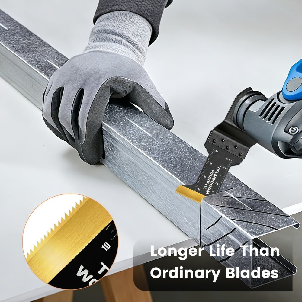 Titanium Oscillating Multi Tool Blades Universal Quick Release Saw Blades Set for Cutting Metal Nails Wood Plastic Compatible with Major