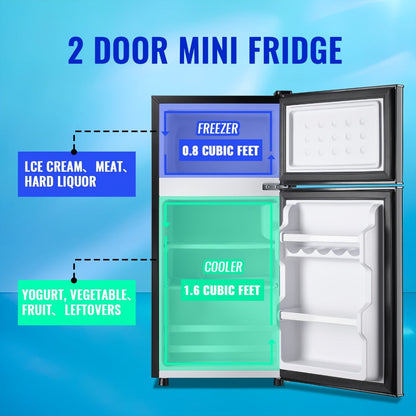 Compact Refrigerator, 3.2 Cu Ft Single Door Mini Fridge with 4-Layer Storage, Removable Shelves, Crisper Drawer & Adjustable Temperature