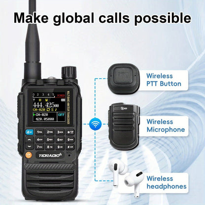 Tidradio H3 Plus Ham Radio Multi-Band Two-Way Radio, AM/FM Reception, Wireless Headset Compatible
