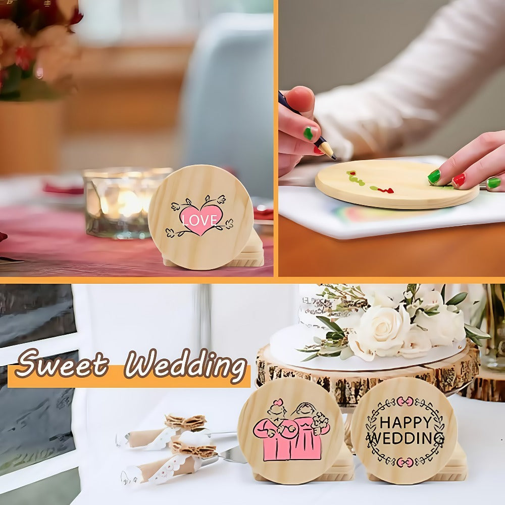 Unfinished Wood Coaster Blanks 4 Inch Round Square DIY Craft Supplies for Painting Engraving for Entryways, Bedrooms and Living Spaces