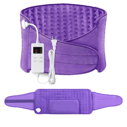 Wraparound Electric Heating Belt with Six Heat Levels, 1–6 Hour Timer and Adjustable Waist Straps in Gray or Purple