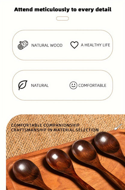 Kitchen Utensils Set of Eight 7.28in Natural Wood Spoons for Coffee, Tea, Dessert and Table Serving