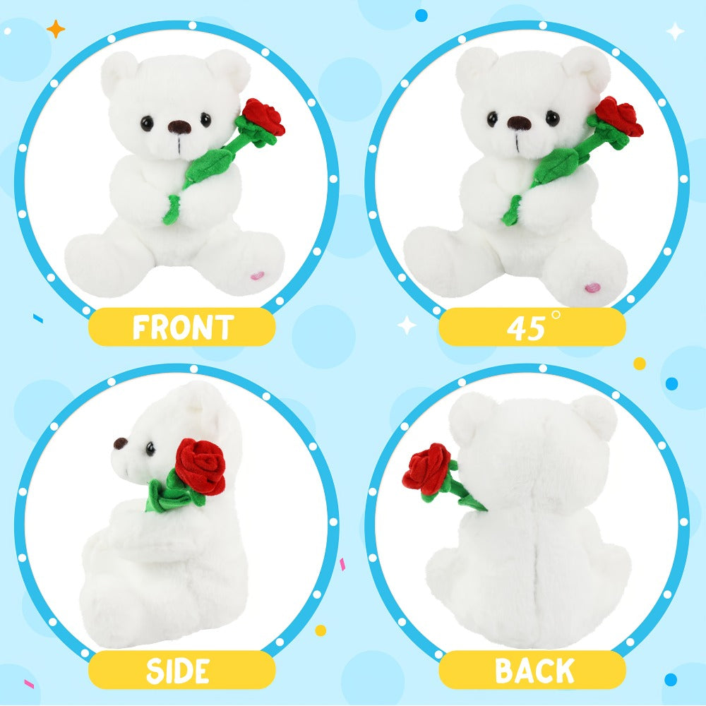 Rose Bear Plush with LED Light Glowing White Bear with Flowers Romantic with the Listed Color, Size or Set Options for Everyday Use