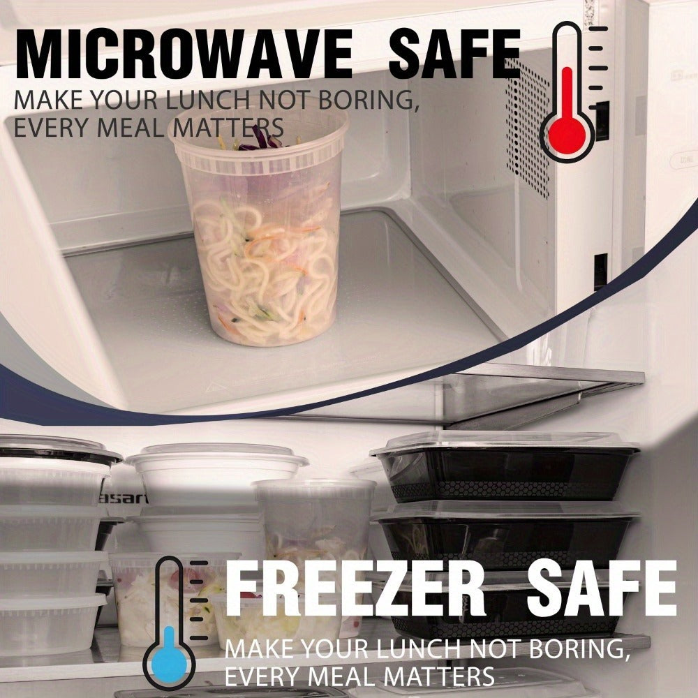 Food Storage Container 30-Count Deli Cup Set with 32oz Capacity, Matching Lids and Microwave-Freezer Use
