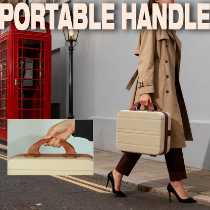 Hard Shell Makeup Travel Case Waterproof Pressure-Proof Portable Cosmetic Suitcase with Elastic Band Luggage Attachment Carry-On Organizer