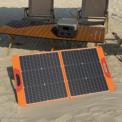 Foldable Solar Panel 200W 23.5% High Efficiency 20V Portable with 2 Brackets Solar Cable for Camping RV for Garden, Patio and Yard Use