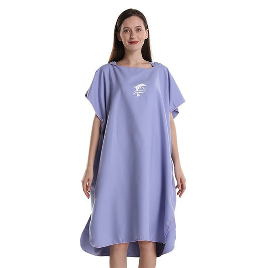 Quick-Dry Surf Poncho Towel Robe – Microfiber Beach Wrap with Shark Graphic, Super Absorbent Changing Robe for Swimming, Surfing & Travel