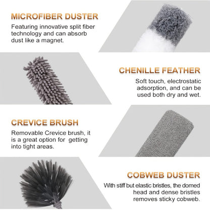 Microfiber Duster Kit with 100 Inch Extension Pole Extendable Bendable Feather Duster for Entryways, Bedrooms and Living Spaces