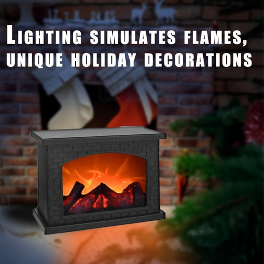 Simulated Charcoal Flame Fireplace Light, Battery & USB Powered Vintage Indoor Mood Light for Christmas Halloween Patio Decoration
