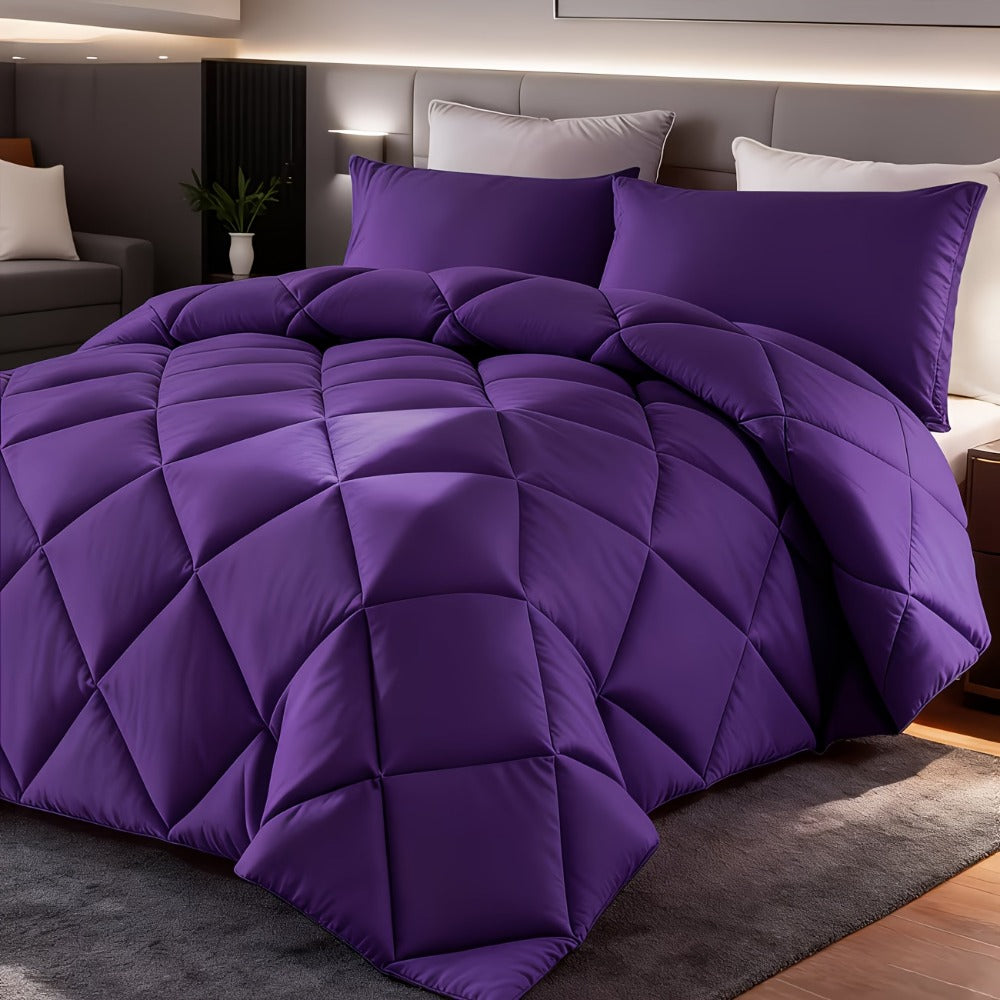 Comforter Set 2-3 Piece Rhombus Grid Luxury – Soft Lightweight Breathable Oversized Bedding Set with Pillowcases