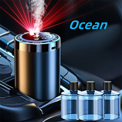 4-in-1 Car Air Freshener Diffuser with Starry Sky Projection – Aromatherapy Humidifier Dynamic Ambient Light, USB Powered