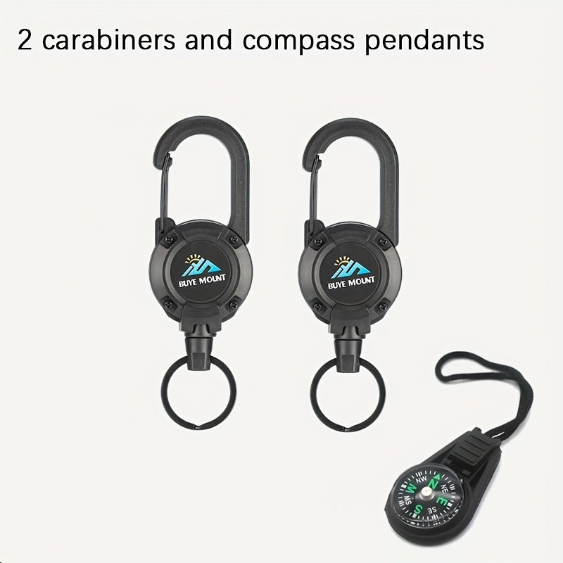 Tactical Retractable Keychain 2-Pack – Heavy Duty 23-Inch Steel Wire Rope with Lanyard, Multi-Tool Badge Holder & ID Clip for Camping