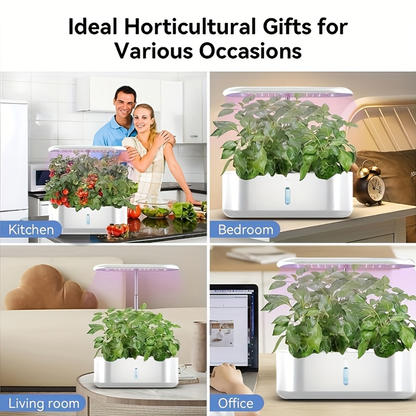 Hydroponic Garden Kit 10 Pods Indoor Herb Garden | 24W LED Grow Light Auto Timer 1-Gal Tank Quiet Pump Nutrients | Vegetables Flowers