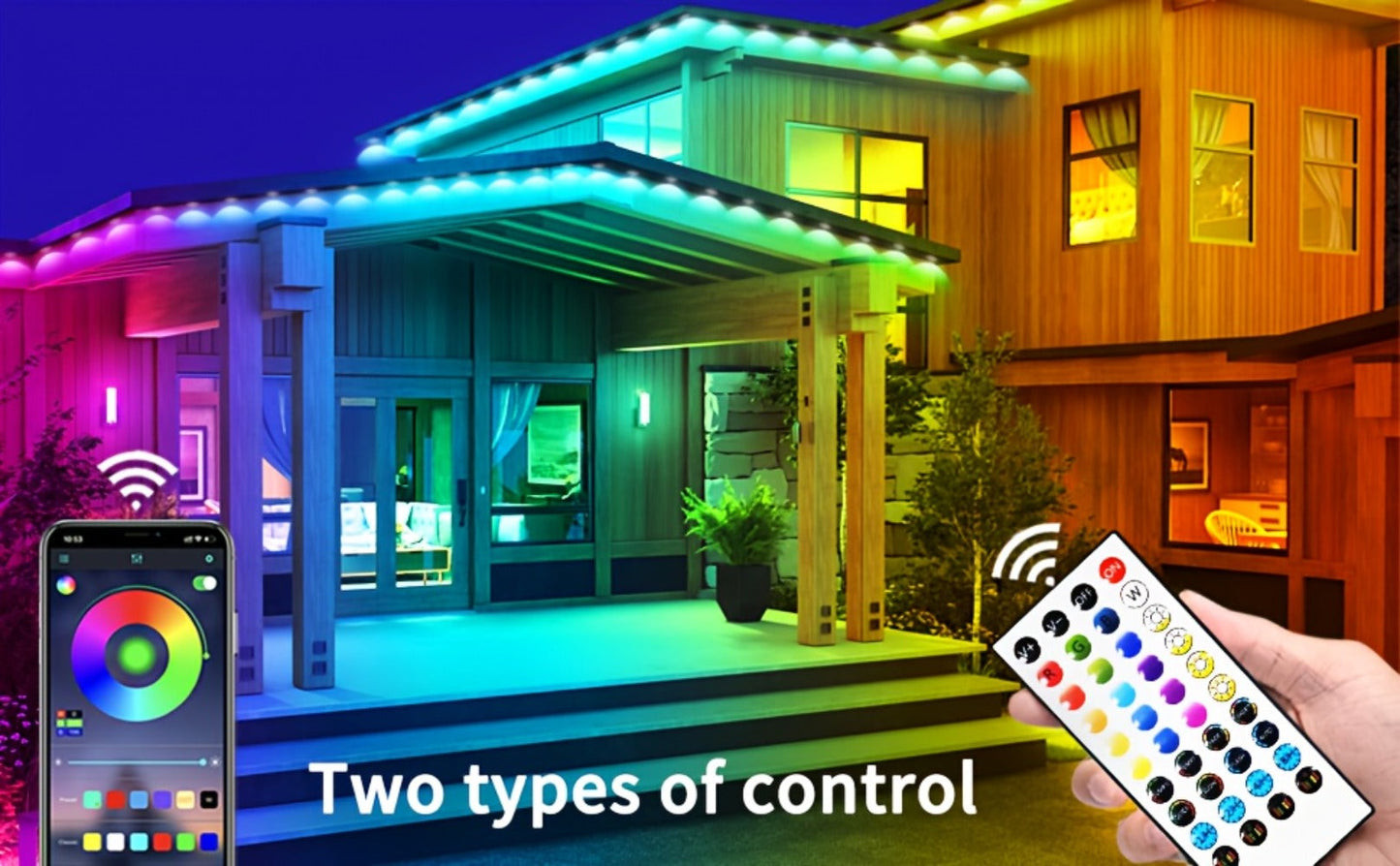 Permanent Eave Lights RGB Outdoor 200FT - Music Sync, Scene Modes, App Controlled Under Eave LED Lighting for House Exterior