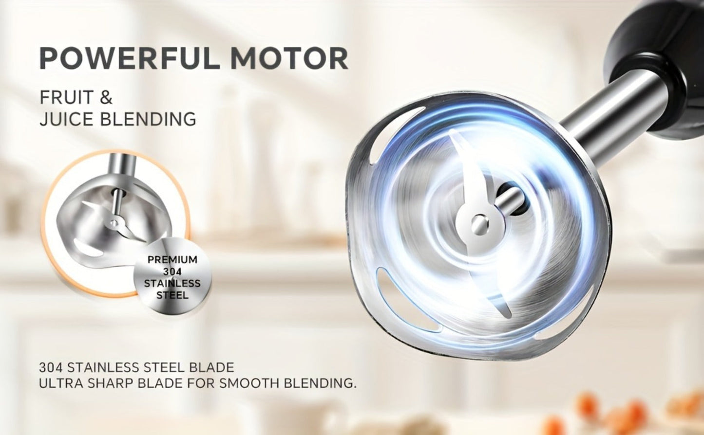 400W Immersion Blender with Two-Button Control, Detachable Shaft and 38 cm Black Handheld Body
