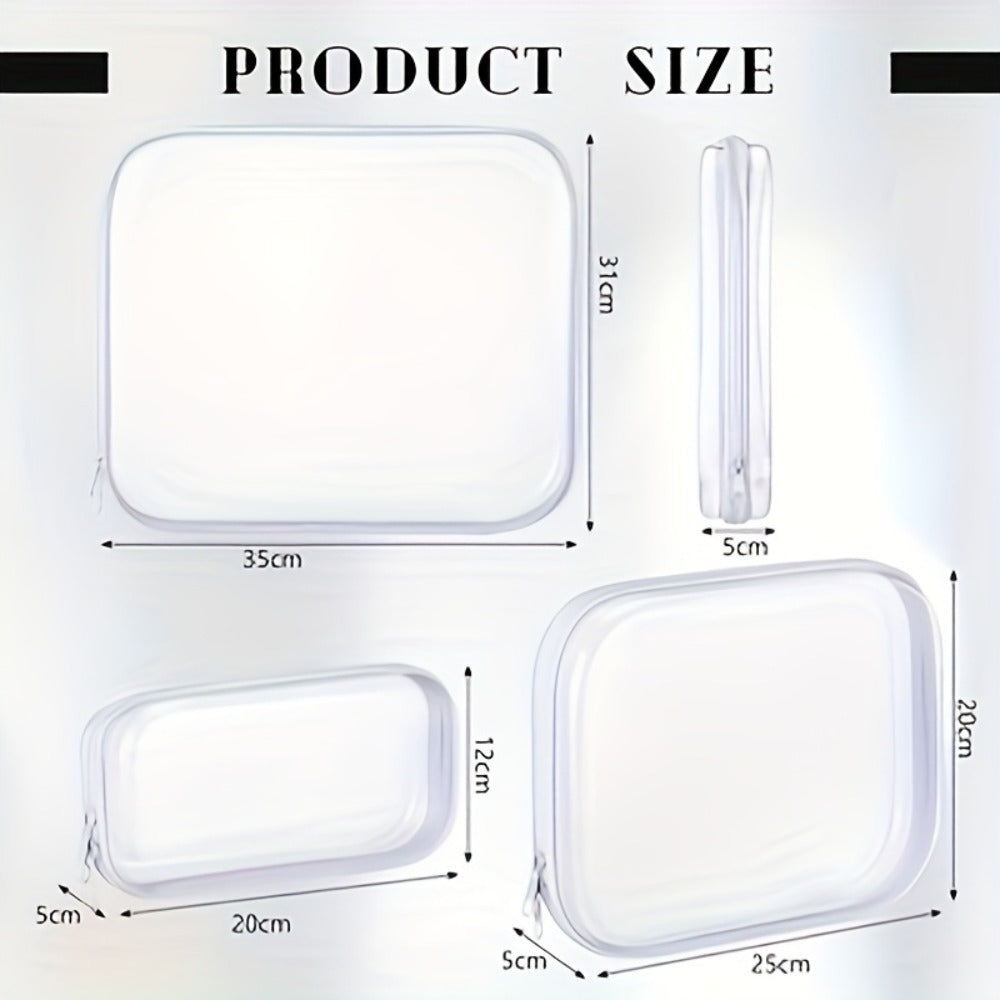 Six-Piece Clear Hard-Shell Organizer Set with Two Small, Two Medium and Two Large Zippered Cases