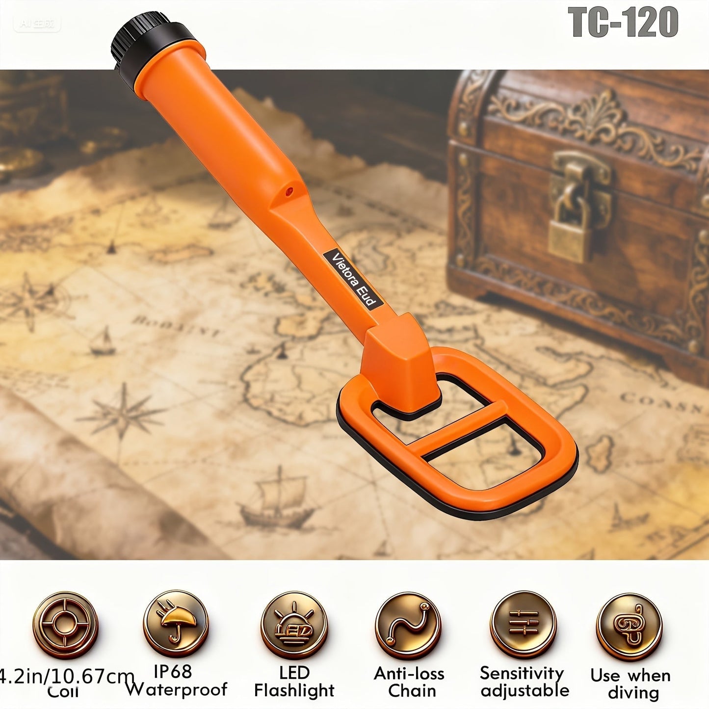 Underwater Metal Detector 100ft Depth for Adults for Garden, Patio and Yard Use, with the Listed Configuration