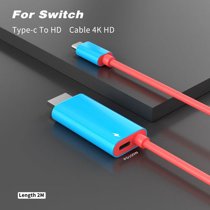 USB C to HDMI Cable 4K 30Hz for Nintendo Switch OLED – PD 100W Charging Portable USB-C HDTV Adapter for Laptop Tablet Phone MacBook