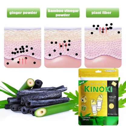 Foot Detox Patches Bamboo Vinegar & Ginger 60 & 160 Pcs – Deep Cleansing Natural Plant Ingredients Alcohol-Free Overnight Moisturizing Foot