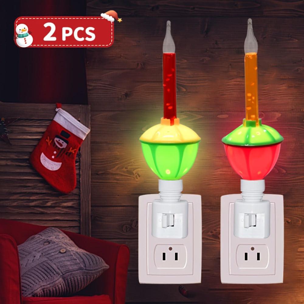 Christmas Bubble Lights 2 Pack Traditional Multi-Color Bubble Liquid Night Lights Plug-In for Entryways, Bedrooms and Living Spaces