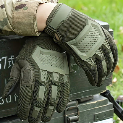 Tactical Gloves with Knuckle Guards – Knit Half Finger Outdoor Gloves for Airsoft Shooting Hunting Operations, Men Women, Sizes M / L / XL