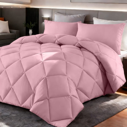 Comforter Set 2-3 Piece Rhombus Grid Luxury – Soft Lightweight Breathable Oversized Bedding Set with Pillowcases