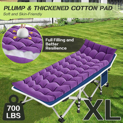 XXL Folding Camping Cot with Mattress – Extra Wide 27" & 32" Heavy Duty Sleeping Cot for Adults, 1200D Oxford Portable Camp Bed with Carry