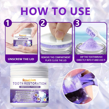 Tooth Mineral Powder with Natural Purple Coating, 2-Pack Remineralizing Tooth Powder for Sensitive Teeth
