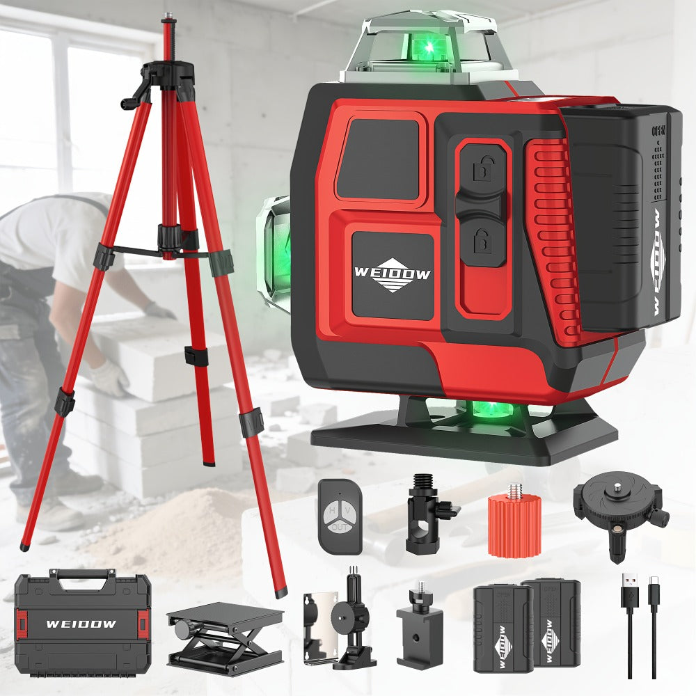 Laser Level 16 Line 4D Green Self-Leveling with Tripod 360 Degree Rotary Cross Line High for Entryways, Bedrooms and Living Spaces