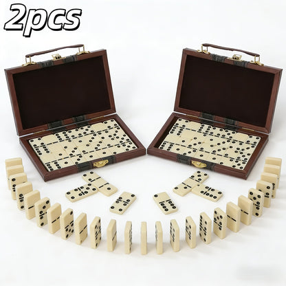 Double 6 Domino Set with Storage Case & Metal Spinner – 28 Tiles Classic Black Domino Game for Adults Kids Family | Premium Packaging 1 or 2