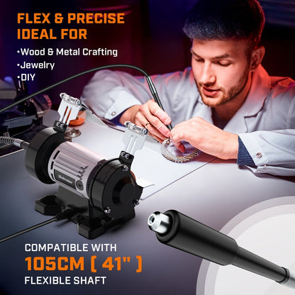 Bench Grinder 3 Inch Rotary Tool Kit 110pcs Accessories Flexible Shaft 105cm Buffer Polisher for Entryways, Bedrooms and Living Spaces
