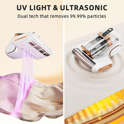 Mattress Vacuum Cleaner Handheld Bed Cleaner – 16KPa Strong Suction with UVC Light & Hot Air Heating, Deep Clean for Pillows, Sofa