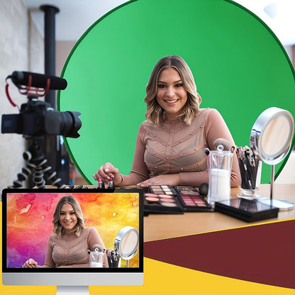 Chair Mount Green Screen Backdrop Collapsible Chroma Key Background for Streaming Vlogging Video Calls Zoom Portable Wrinkle-Resistant